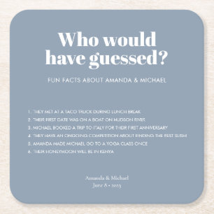Moderne Typografie, dusty Blue Wedding Fun Fakten Rechteckiger Pappuntersetzer