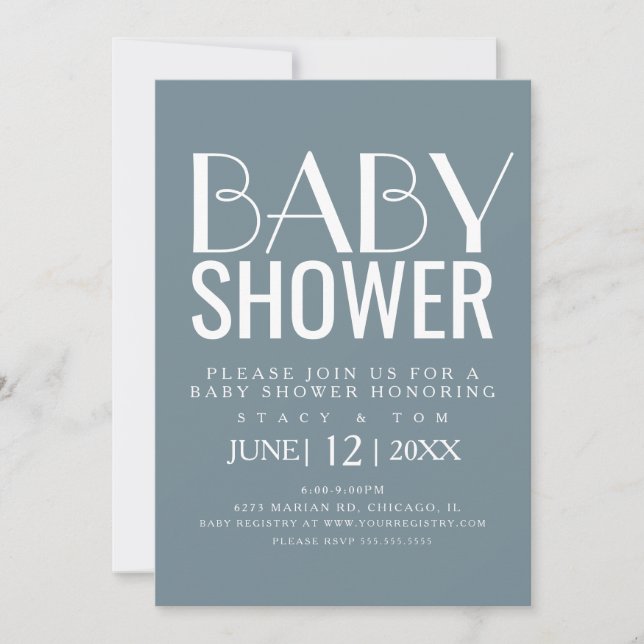 Moderne Typografie Einfache Babydusche aus Cotton  Einladung (Vorderseite)