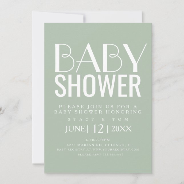 Moderne Typografie Einfache Babydusche aus Cotton  Einladung (Vorderseite)