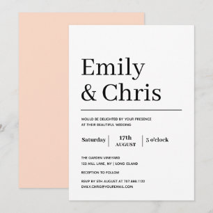 Moderne Typografie Einfache Minimalistische Hochze Einladung