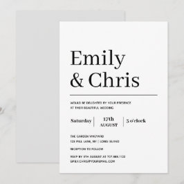 Moderne Typografie Einfache Minimalistische Hochze Einladung