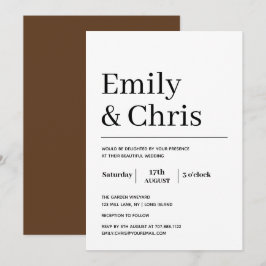 Moderne Typografie Einfache Minimalistische Hochze Einladung