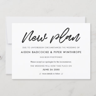 Moderne Typografie einfache neue Hochzeitsplanaktu Einladung
