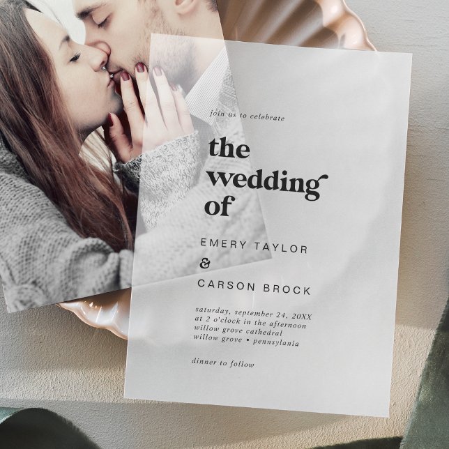 Moderne Typografie Einzigartige Vintage Retro-Hoch (Modern Typography Unique Vintage Retro Wedding Vellum Invitations)