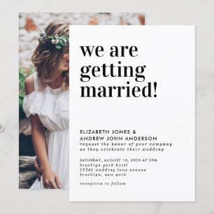 Moderne Typografie Erlangung einer Hochzeit im Fot Einladung