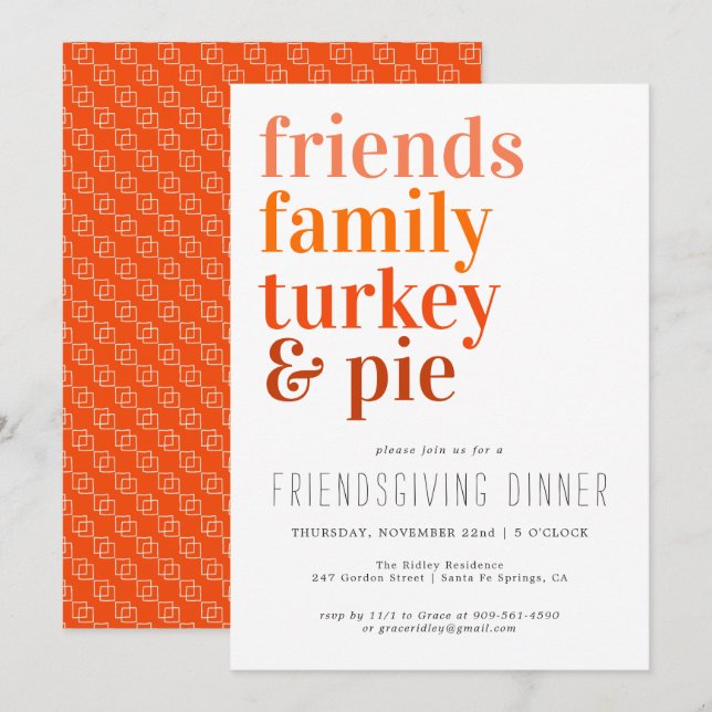 Moderne Typografie | Erntedank Dinner Party Einladung (Vorne/Hinten)