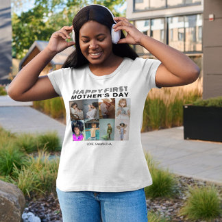 Moderne Typografie Erster Muttertag FotoCollage T-Shirt