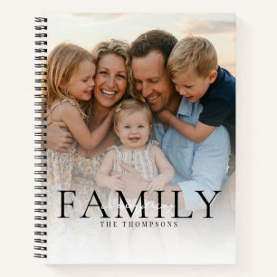 Moderne Typografie Familienname Erinnerungsfoto-Ge Notizbuch
