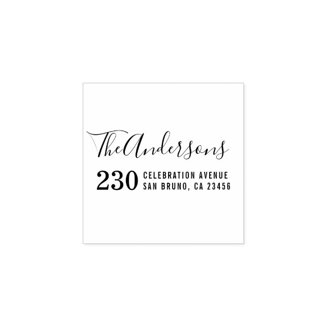 Moderne Typografie Familienname und Rücksendeadres Gummistempel (Prägung)