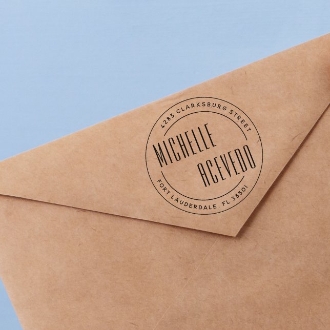 Moderne Typografie - Formal runde Rücksendeadresse Permastempel (Rubber Stamp Mock-up)