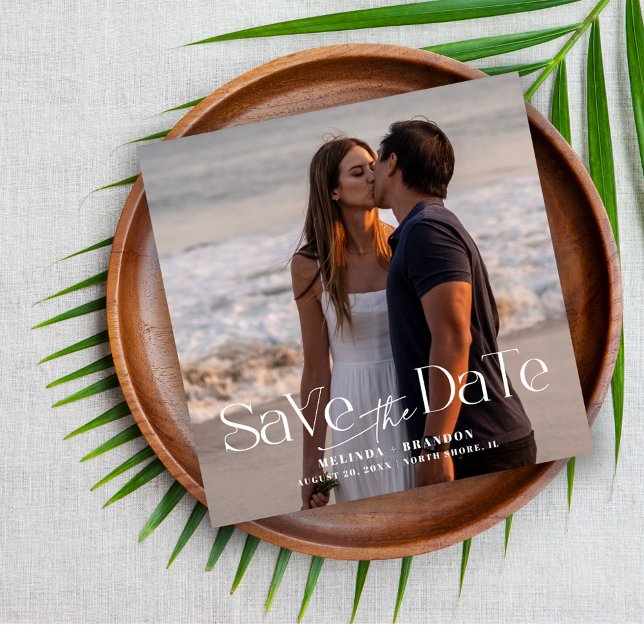 Moderne Typografie-Foto Hochzeit Magneteinladung (Von Creator hochgeladen)