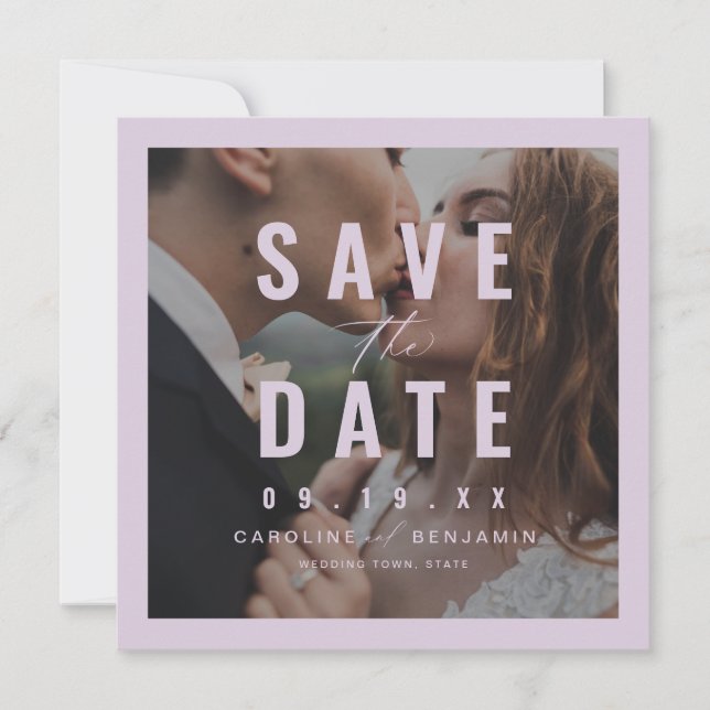 Moderne Typografie Foto Hochzeit speichern das Dat Save The Date (Vorderseite)