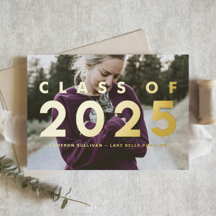 Moderne Typografie-Foto-Overlay-Abschluss Gold Folieneinladung