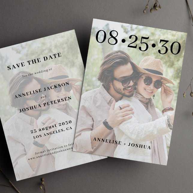 Moderne Typografie-Foto-Overlay-Hochzeit Save The Date (Von Creator hochgeladen)