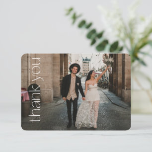 Moderne Typografie Foto-Overlay-Hochzeitsnachricht Dankeskarte