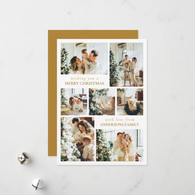 Moderne Typografie Foto Weihnachten Gold (Vorderseite/Rückseite Beispiel)