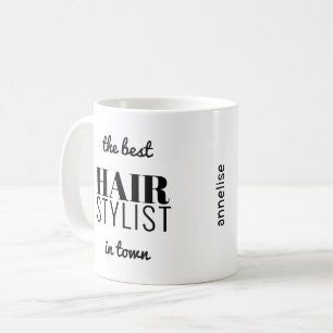 Moderne Typografie-Friseurberuf lustig Kaffeetasse