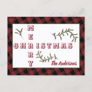 Moderne Typografie Frohe Weihnachten kariert