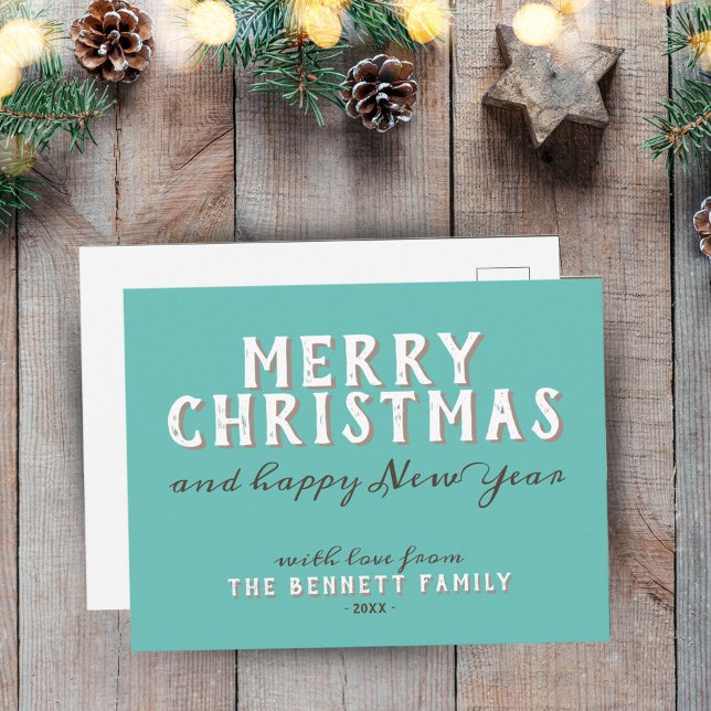 Moderne Typografie frohe Weihnachten - Neues Jahr Postkarte (Von Creator hochgeladen)