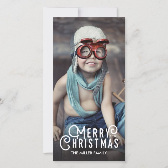 Moderne Typografie Frohe Weihnachten Vollblut Foto (Vorderseite)