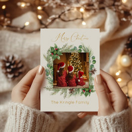 Moderne Typografie Frohe Weihnachtsfeier Foto Folien Feiertagskarte