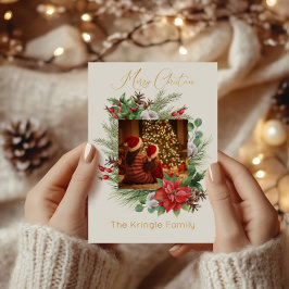 Moderne Typografie Frohe Weihnachtsfeier Foto Folien Feiertagskarte