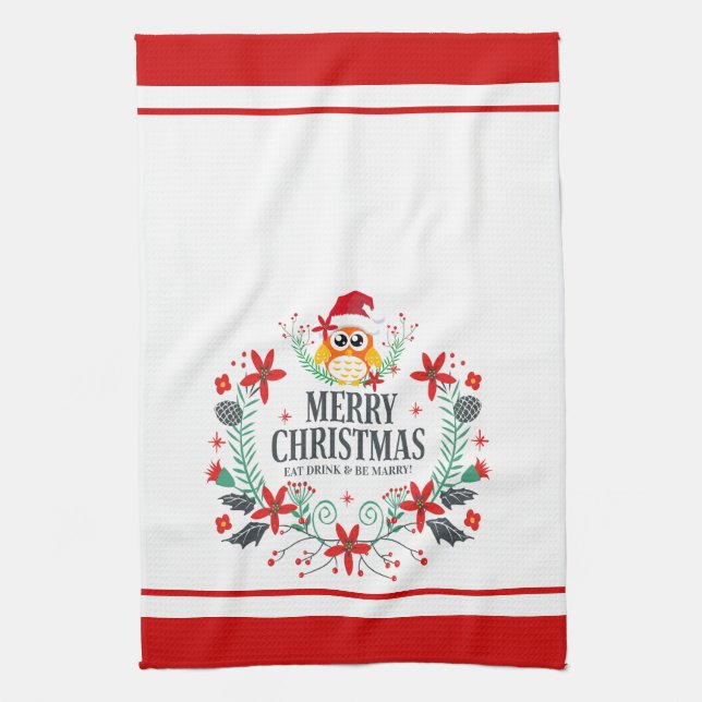 Moderne Typografie Frohe Weihnachtsschüssel Küchentuch (Vertikal)