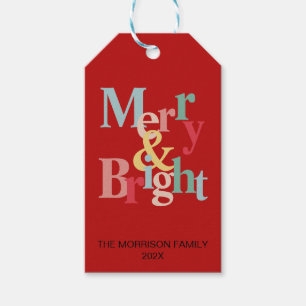 Moderne Typografie fröhlich und hell rot Geschenkanhänger