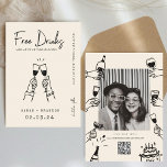 Moderne Typografie FunnyFree Drinks Foto Qr Code Save The Date<br><div class="desc">Moderne Typografie FunnyFree Drinks Foto Qr Code</div>