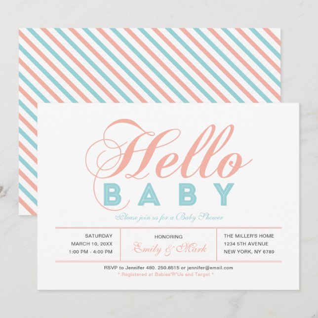 Moderne Typografie Girl Baby Dusche, Sprinkle Einladung (Vorne/Hinten)