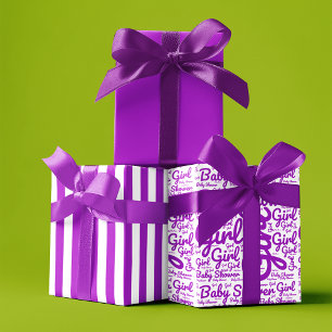 Moderne Typografie Girl Lila Script Baby Dusche Geschenkpapier Set
