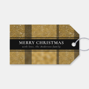 Moderne Typografie Gold Buffalo Karierte Weihnacht Geschenkanhänger