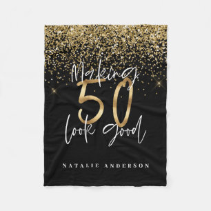 Moderne Typografie Gold Glitzer Chic 50. Geburtsta Fleecedecke