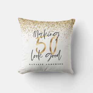 Moderne Typografie Gold Glitzer Chic 50. Geburtsta Kissen