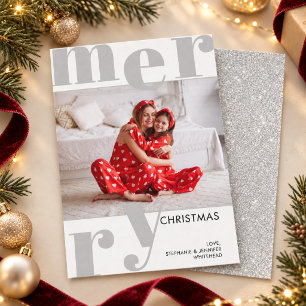 Moderne Typografie Graues Foto Frohe Weihnachten