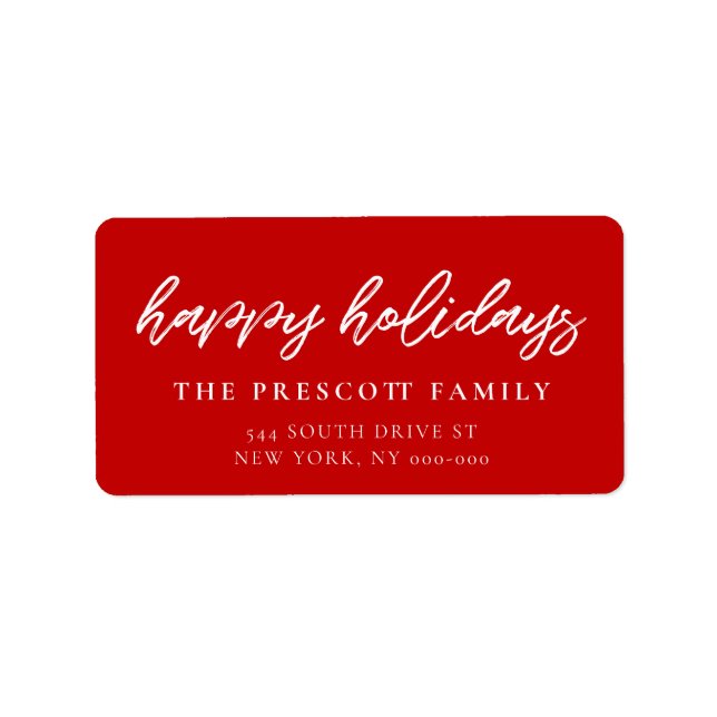 Moderne Typografie Happy Holidays Adressaufkleber (Vorne)