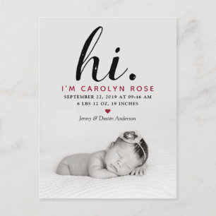 Moderne Typografie "Hi". Foto Birth Ankündigung