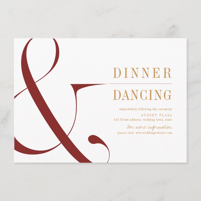 Moderne Typografie Hochzeit im Herbst Empfang Begleitkarte (Vorderseite)