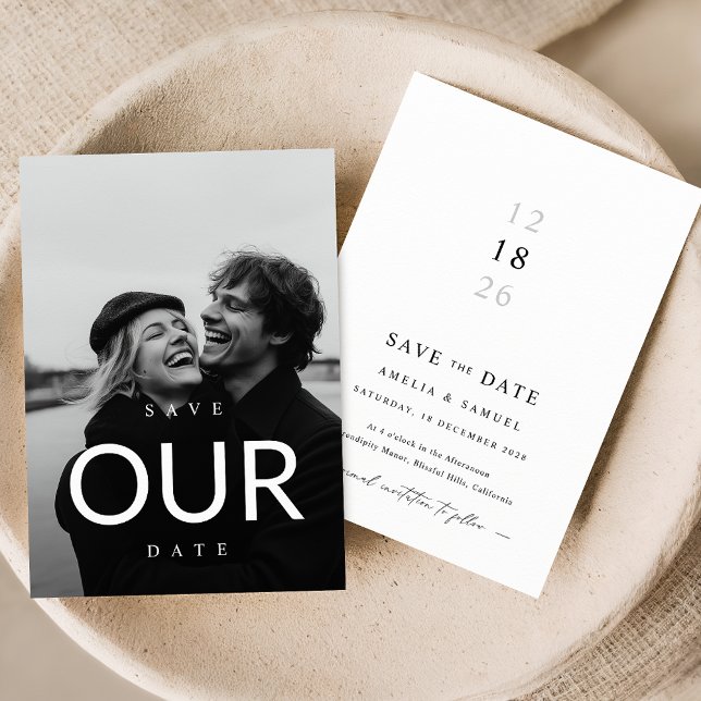 Moderne Typografie-Hochzeiten retten das Date-Foto Einladung (Von Creator hochgeladen)