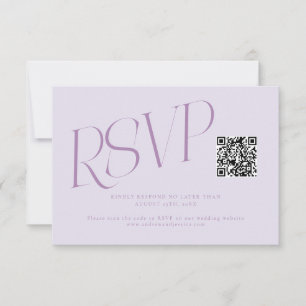 Moderne Typografie Hochzeits-QR-Code Lila RSVP Karte