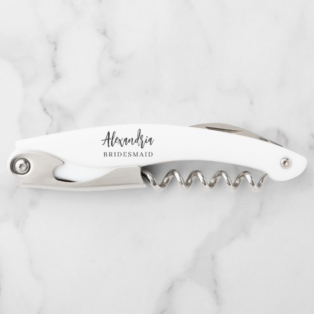 Moderne Typografie Hochzeitsgeschenk Personalisier Kellnermesser (Vorderseite)