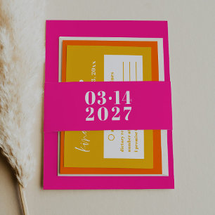 Moderne Typografie Hot Pink Hochzeitseinladung Einladungsbanderole