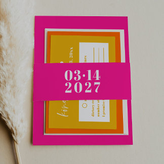 Moderne Typografie Hot Pink Hochzeitseinladung Einladungsbanderole