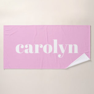 Moderne Typografie in Rosa personalisierter Name   Badehandtuch