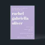 Moderne Typografie Lavender Lila Bat Mitzvah Einladung<br><div class="desc">Kühne Typografie Lavender Lila einfache moderne Bat Mitzvah Einladung</div>
