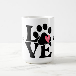 Moderne Typografie-Liebe mit Paw Print Tasse