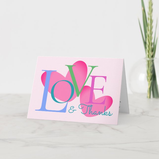 Moderne Typografie-Liebe und dank Textdesign-Karte Karte (Vorderseite)