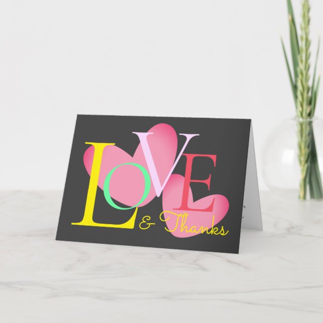 Moderne Typografie-Liebe und dank Textdesign-Karte Karte (Vorderseite)