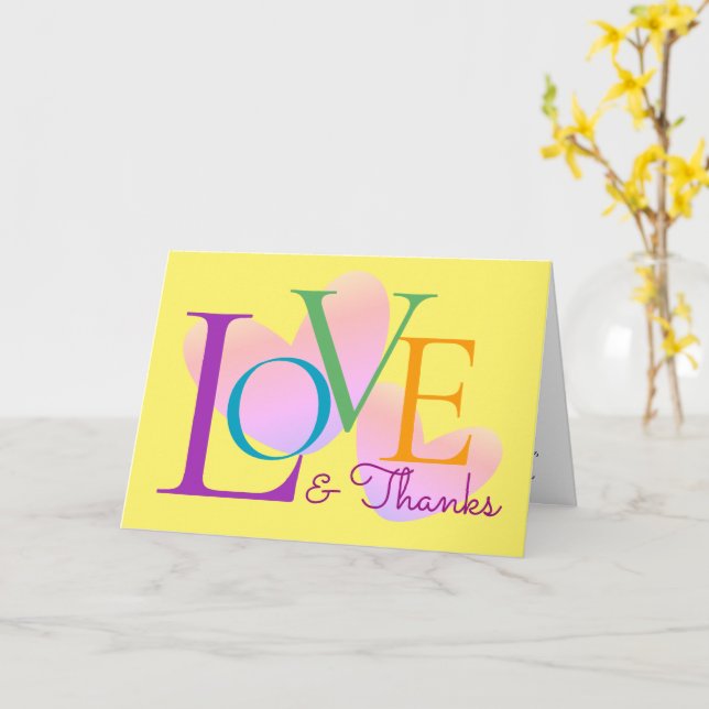 Moderne Typografie-Liebe und dank Textdesign-Karte Karte (Gelbe Blume)