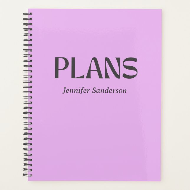 Moderne Typografie Lilac Lila Personalisiert Planer (Vorderseite)
